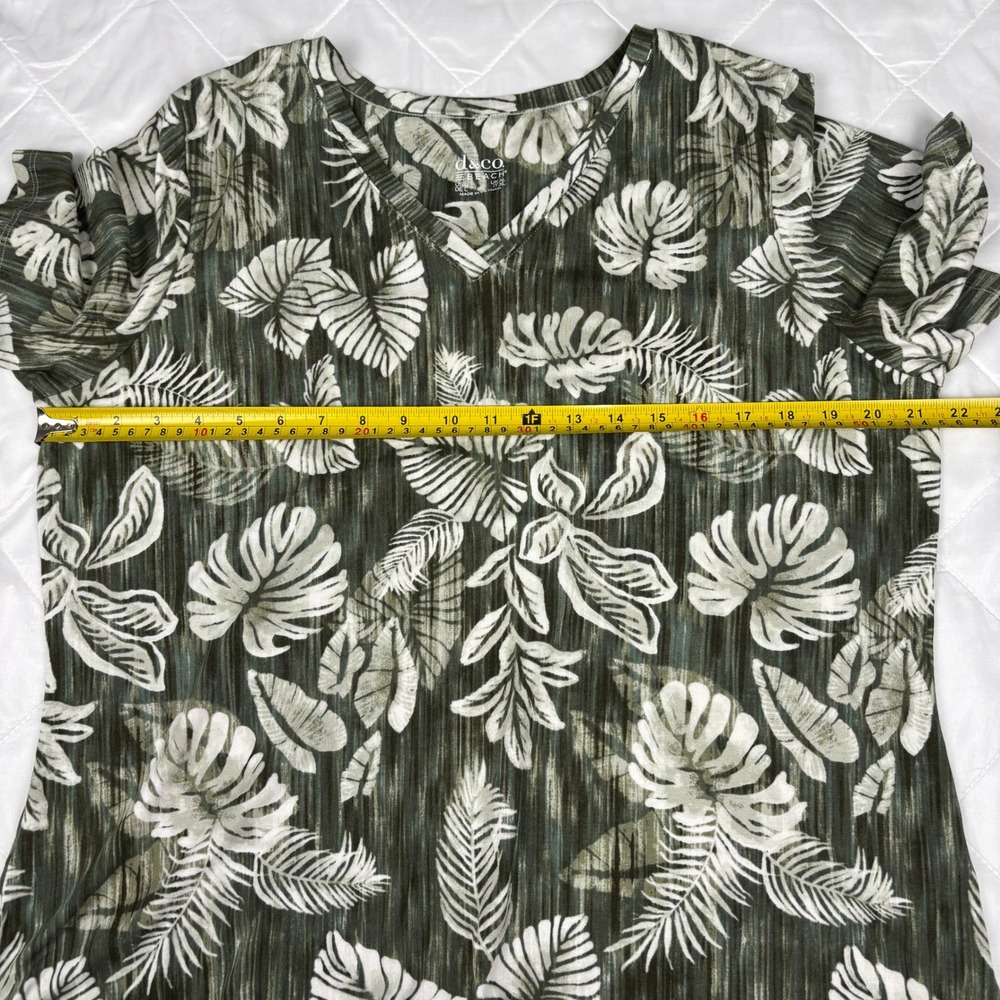 D&Co Beach Tropical Palm Leaf Lounge Set Womens M/L Green Capri Pants Pockets - Picture 15 of 16